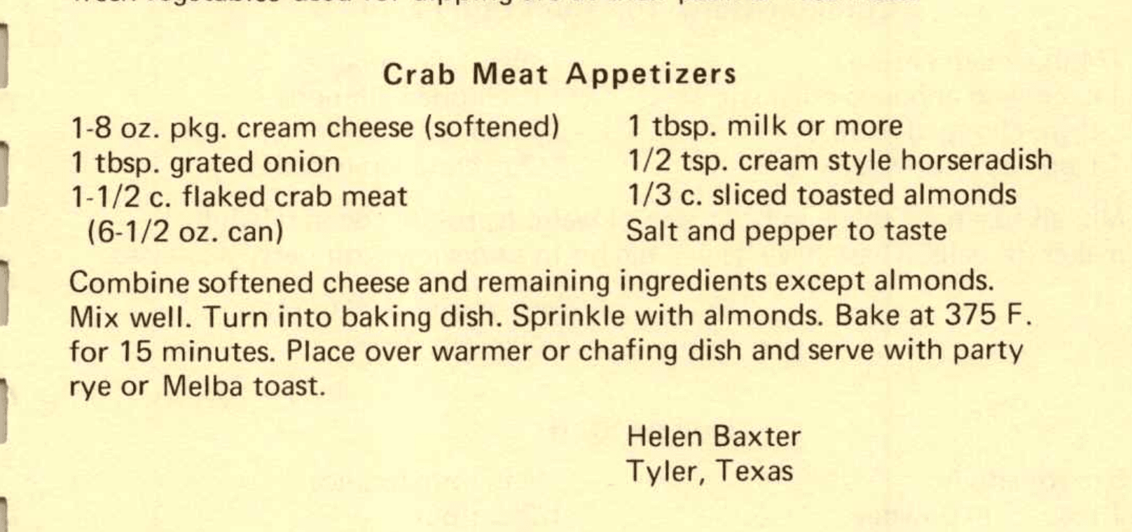 Crab Meat Appetizers